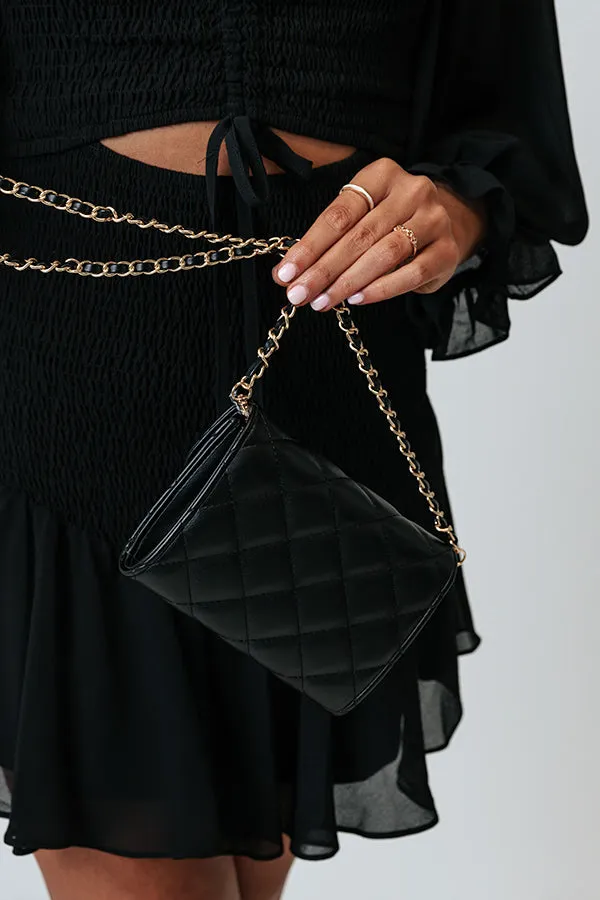 Down To The Wire Quilted Clutch In Black