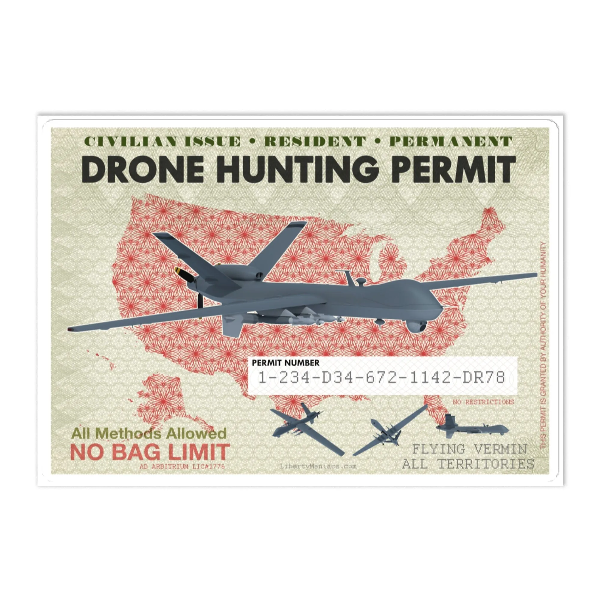 Drone Hunting Permit Mega Truck Sticker