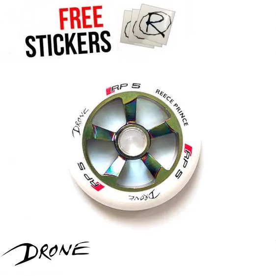 Drone Scooters Reece Prince Signature RP5 Scooter Wheel, White/Neo Chrome