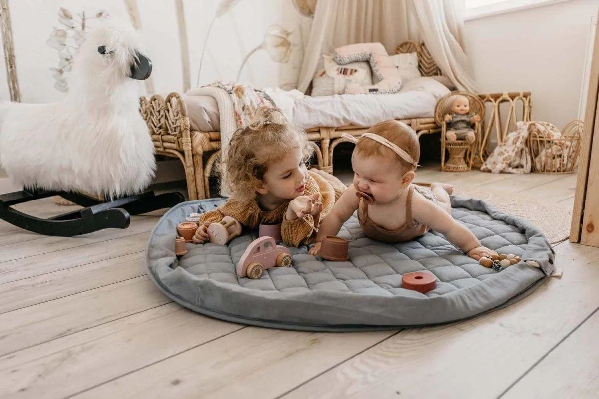 Dusty Blue · Organic 3-in-1 Play Mat