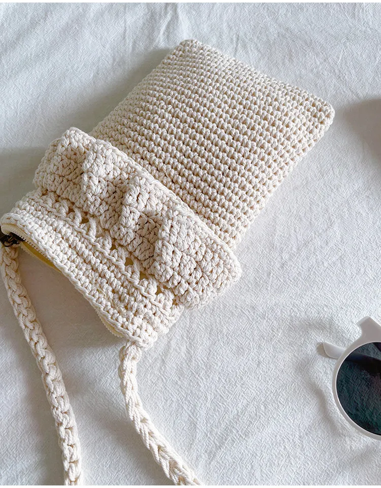 Elena Handbags Small Cotton Knitted Crossbody Bag