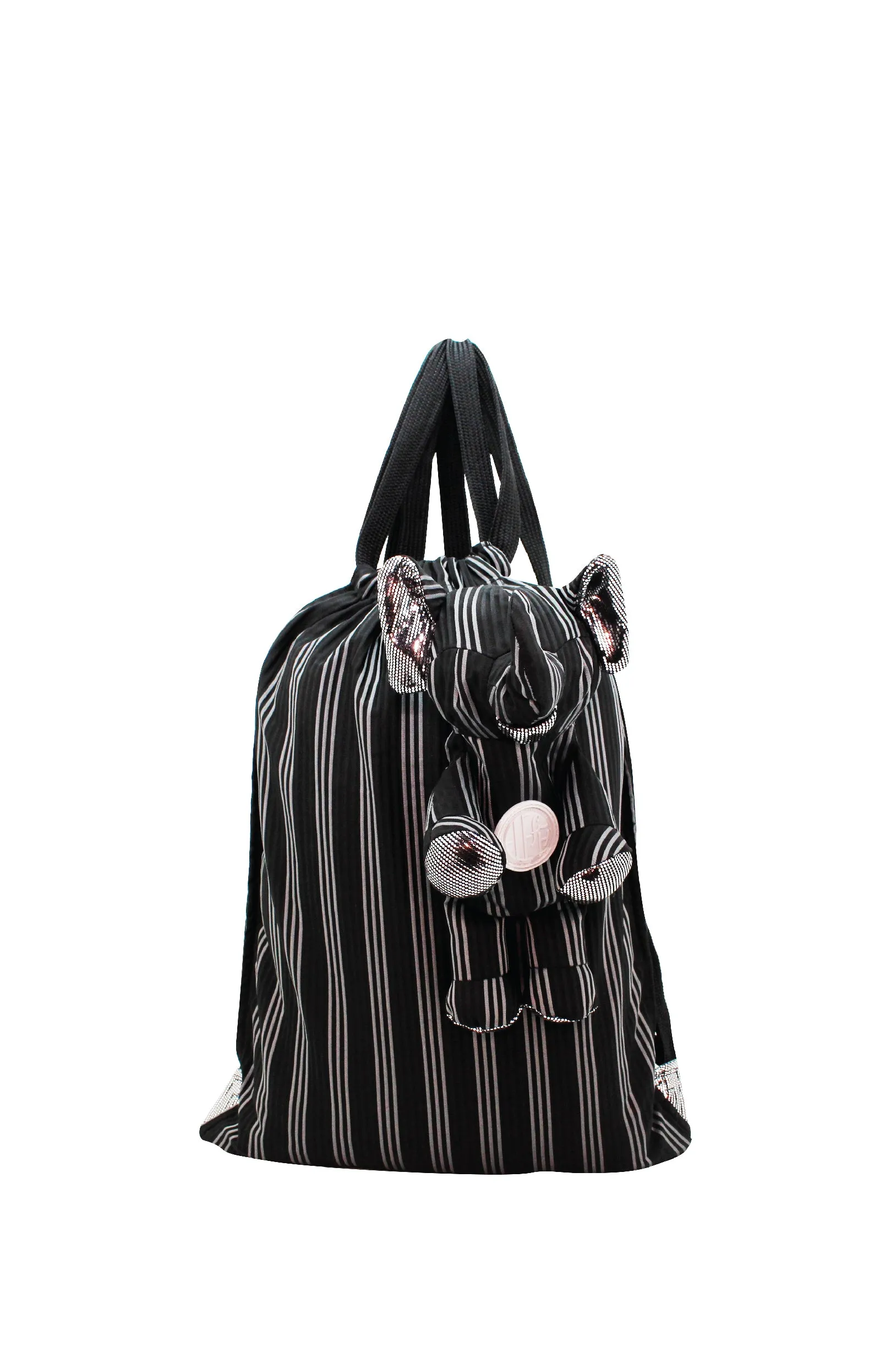 ELEPH FOLDABLE PLEAT 3 STRIPE - BACKPACK : Black / Grey