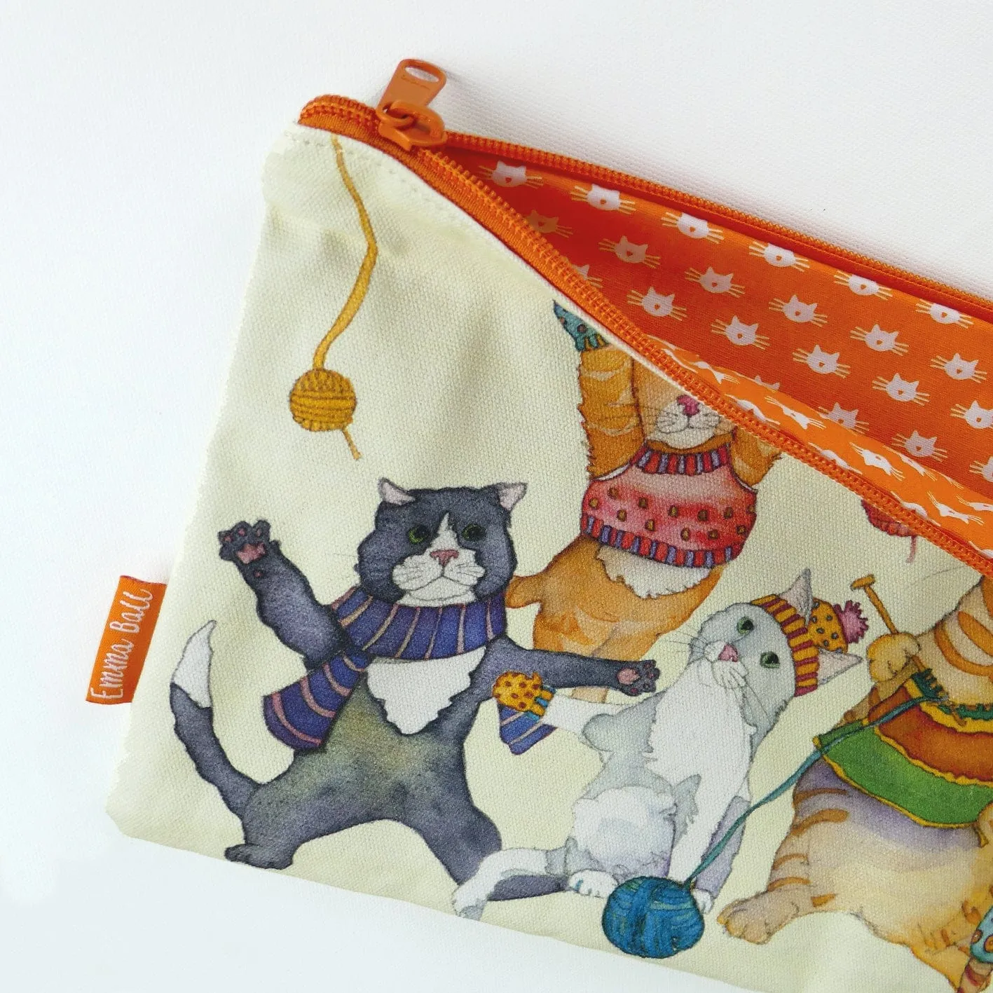 Emma Ball - Long Project Bag - Kittens in Mittens