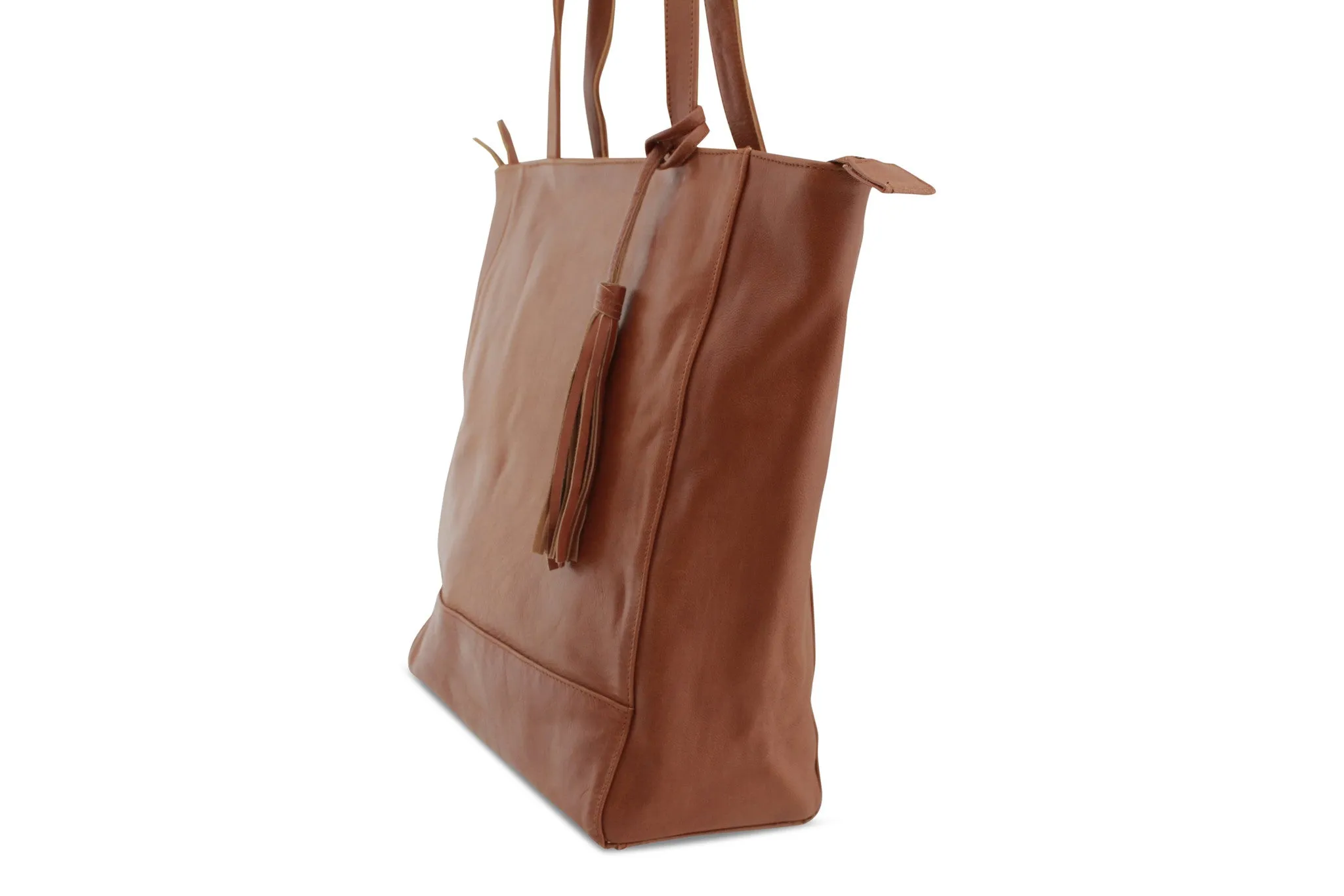 EMMA LEATHER HANDBAG IN MOCCA