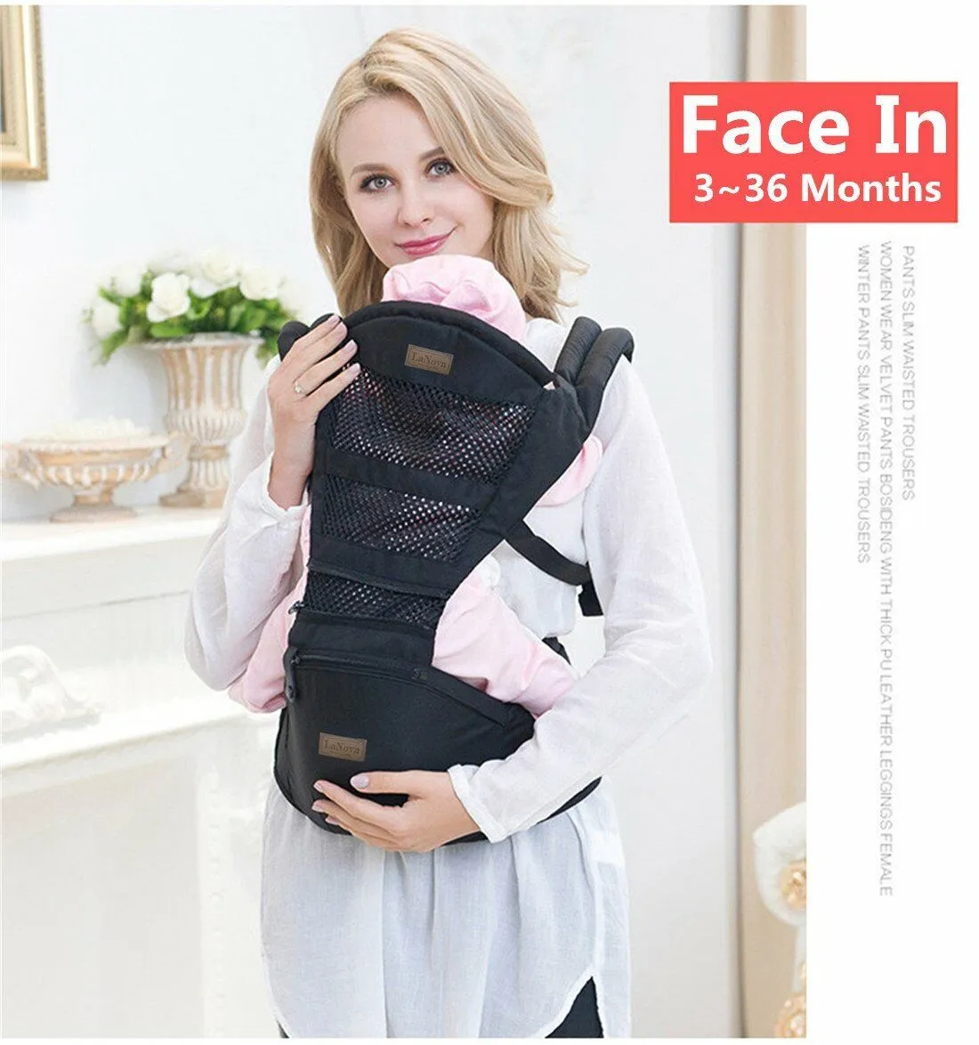 Ergonomic Baby Carrier Backpack with Hip Seat Front and Back for Women and Men