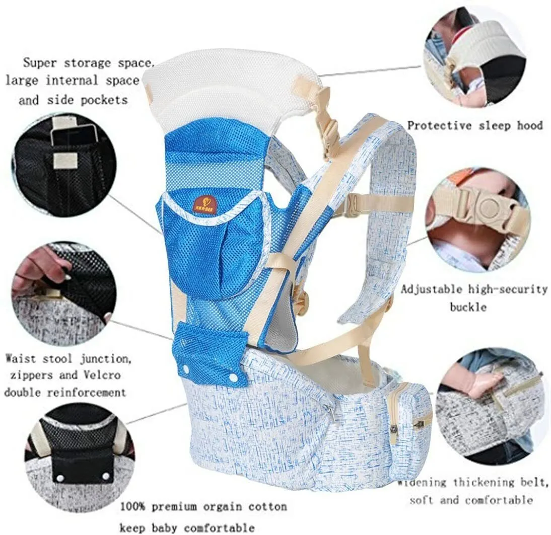 Ergonomic Baby Carrier Backpack with Hip Seat Front and Back for Women and Men