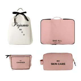 Essentials Getaway 4-Pack: Sleep, Skin, Tech & Pack, Pink/Blush