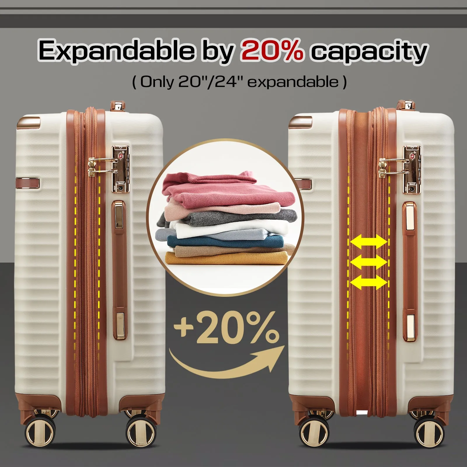 Expandable Hard Shell Suitcase Set 5 Pieces Set TR009