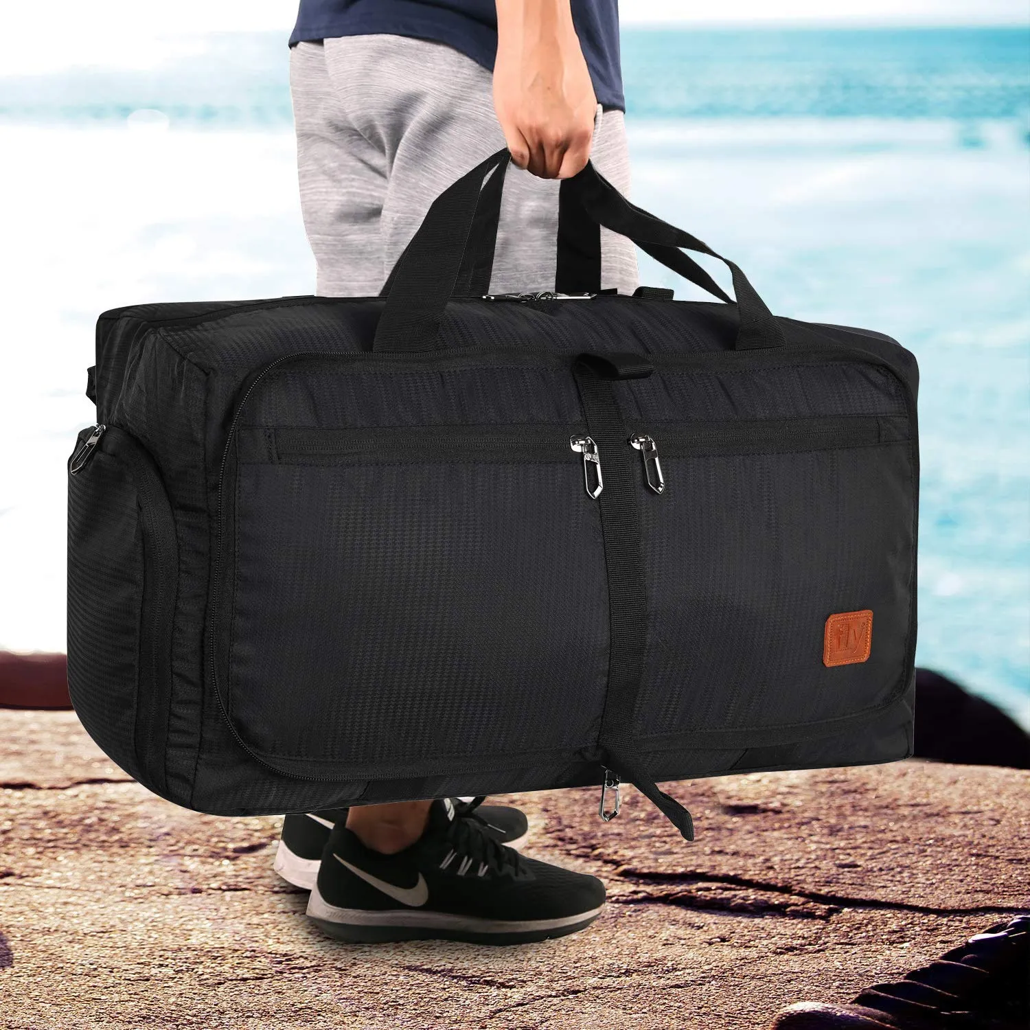 Fly Fashion Polyester Fold able Travel Duffel Bag Men Luggage Women