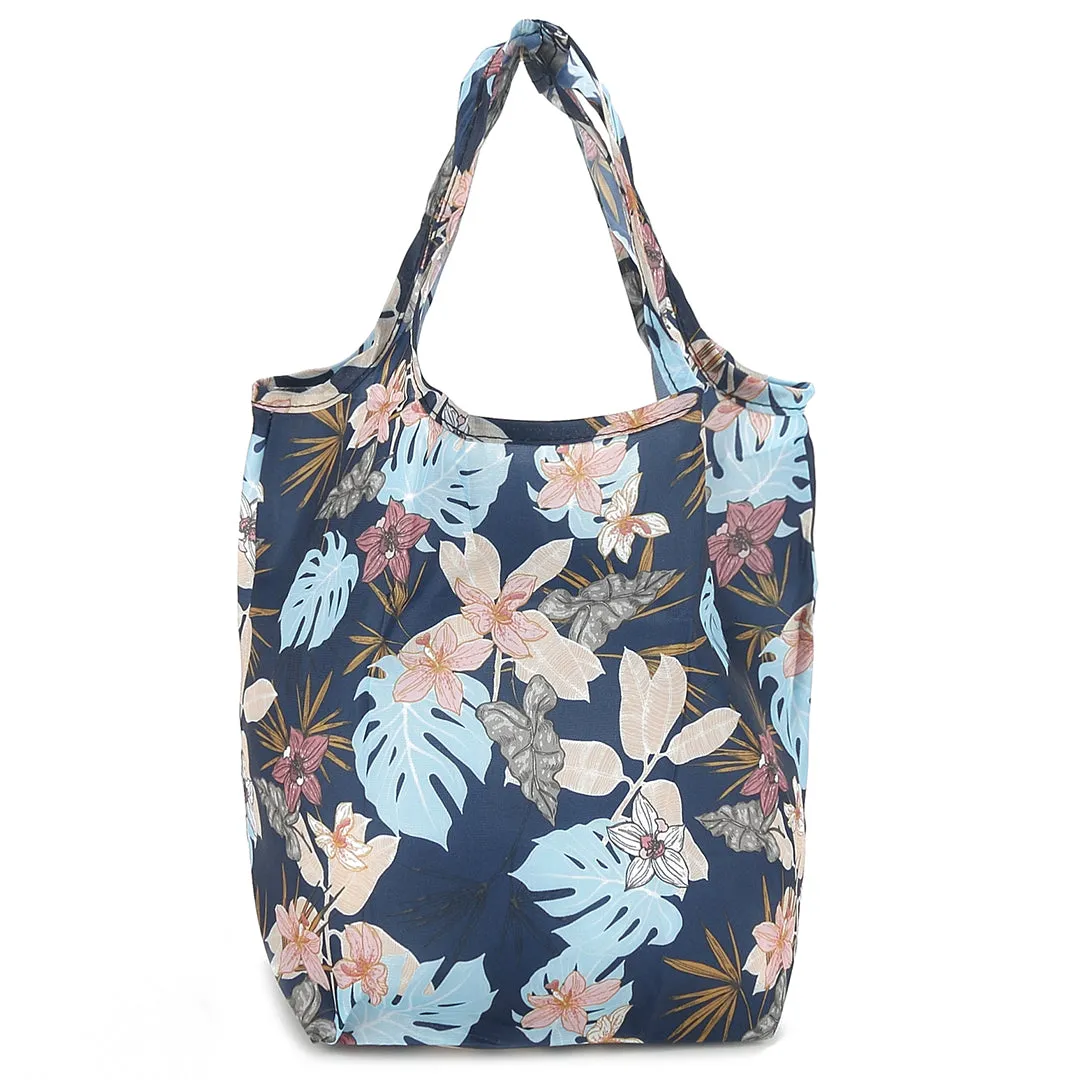 Foldable Bag Joy Monstera Hibiscus Navy