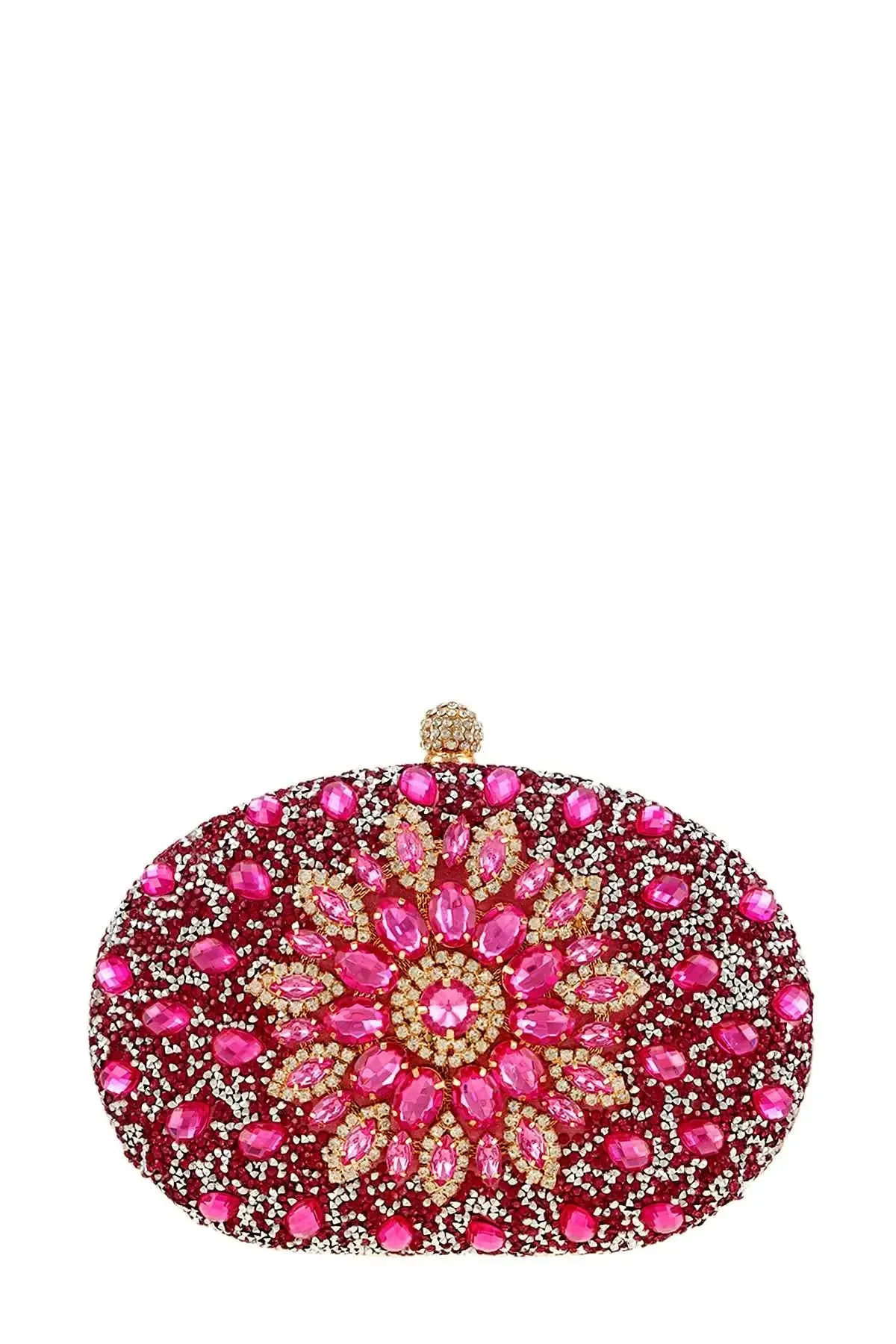 Fuchsia Rhinestones & Crystals Clutch