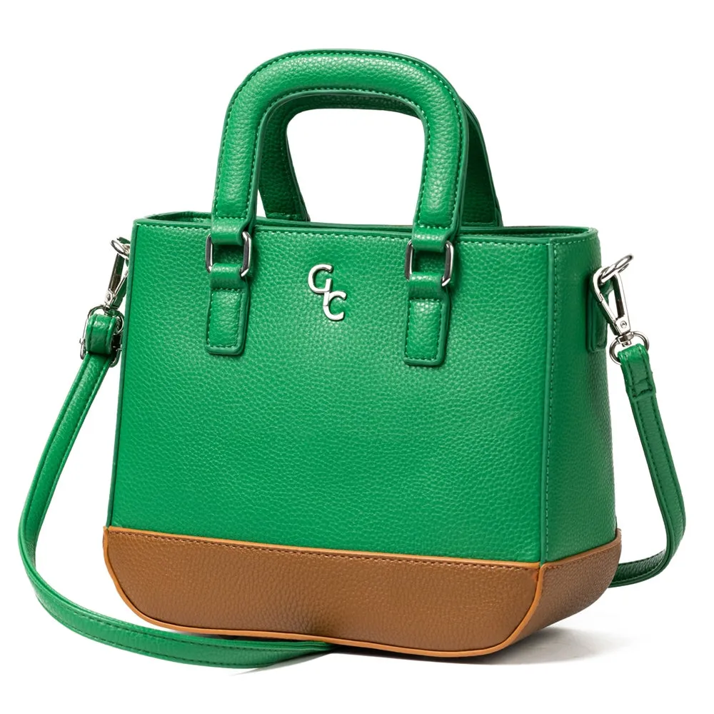 Galway Crystal Fashion Two Tone Shoulder Bag - Green/Tan