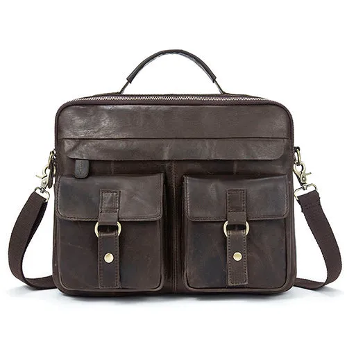 Genuine Leather Double Front Pocket Briefcase