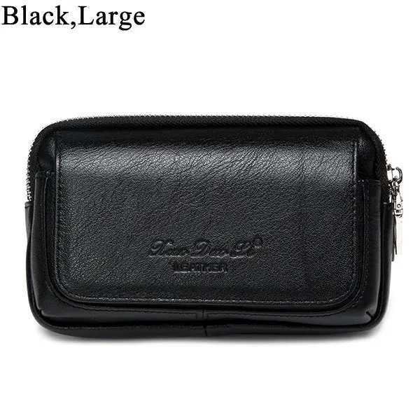 Genuine Leather Multi-function Fanny Waist Bag Belt Bum Pouch Phone Coin Purse For Men