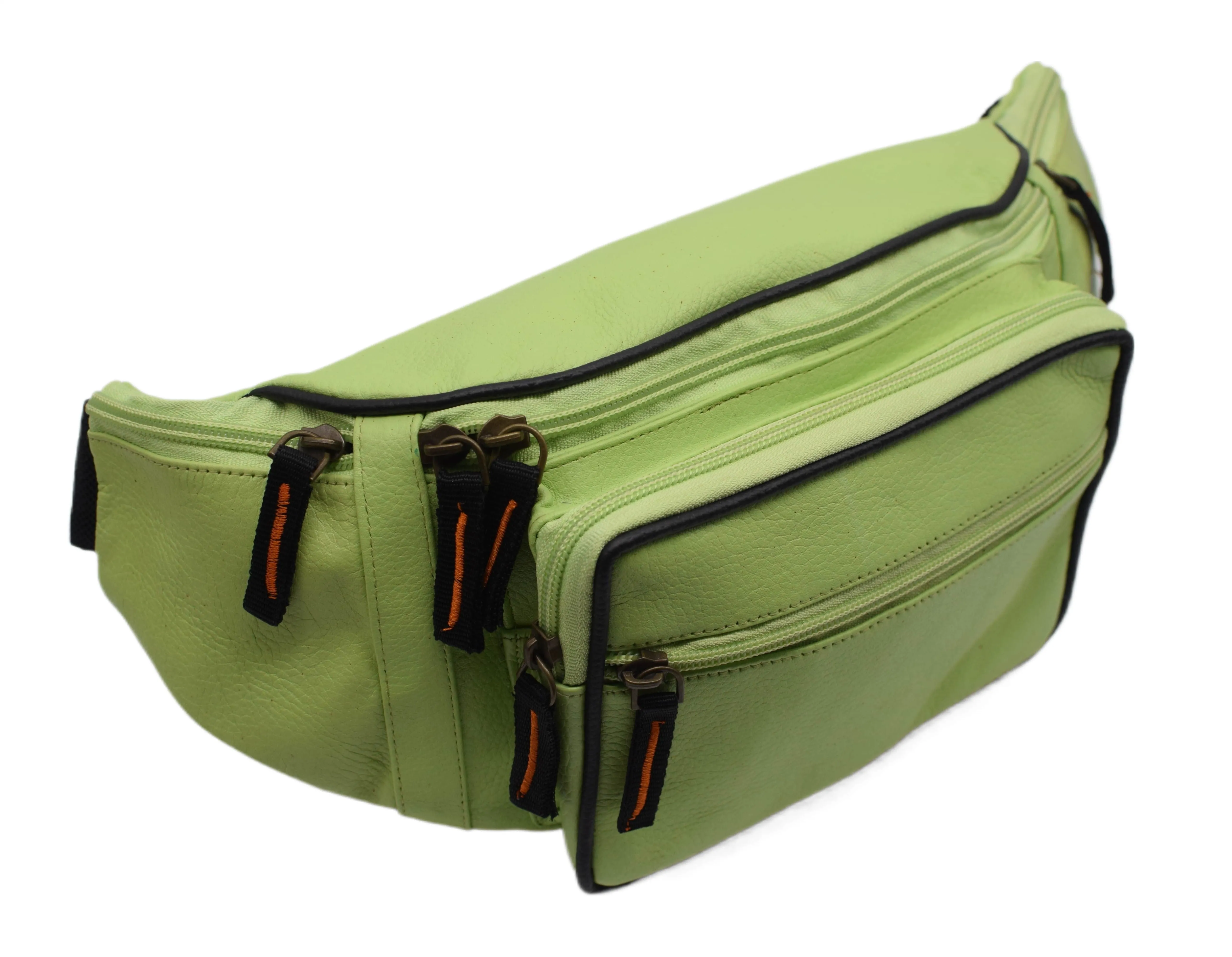 Genuine Pebbled Leather Fanny Pack Multiple Pockets Waist Bag Travel Hiking Sports 7311