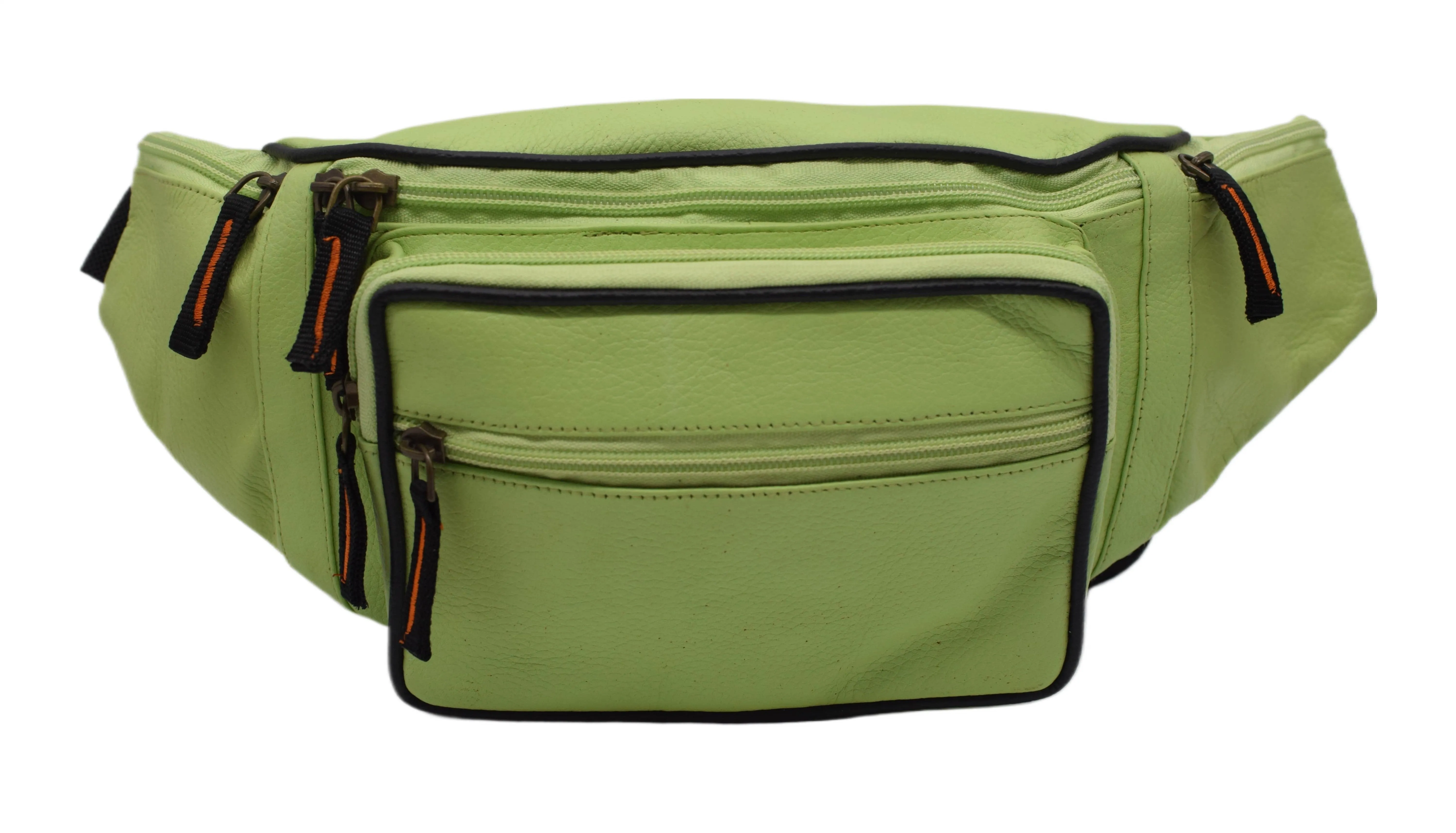 Genuine Pebbled Leather Fanny Pack Multiple Pockets Waist Bag Travel Hiking Sports 7311