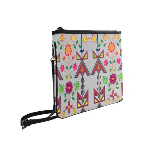 Geometric Floral Spring-Gray Slim Clutch Bag