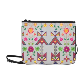 Geometric Floral Spring-Gray Slim Clutch Bag