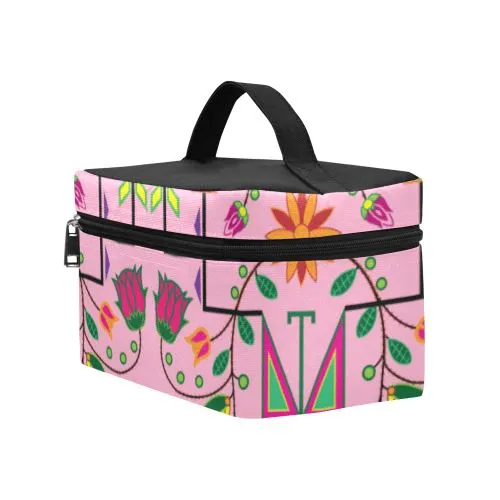 Geometric Floral Summer-Sunset Cosmetic Bag/Large