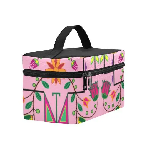 Geometric Floral Summer-Sunset Cosmetic Bag/Large