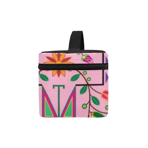 Geometric Floral Summer-Sunset Cosmetic Bag/Large