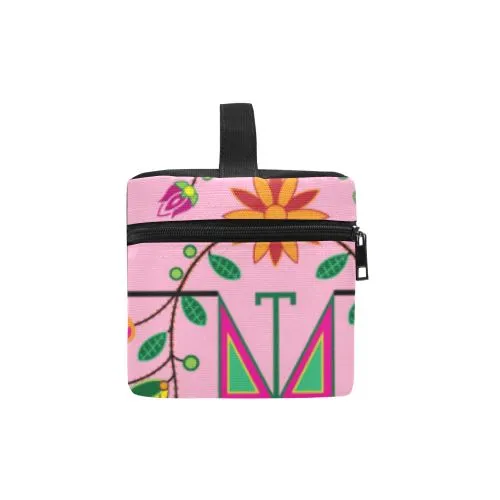 Geometric Floral Summer-Sunset Cosmetic Bag/Large