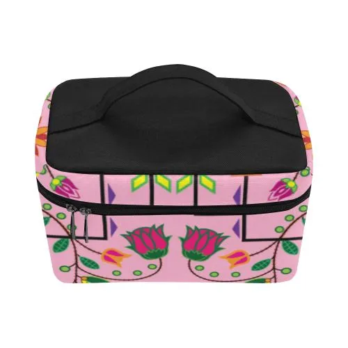 Geometric Floral Summer-Sunset Cosmetic Bag/Large