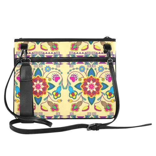 Geometric Floral Winter-Vanilla Slim Clutch Bag