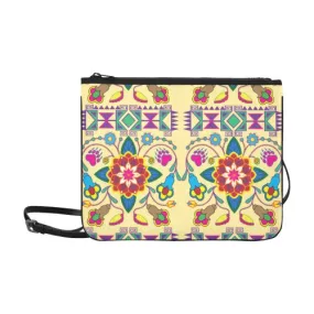 Geometric Floral Winter-Vanilla Slim Clutch Bag