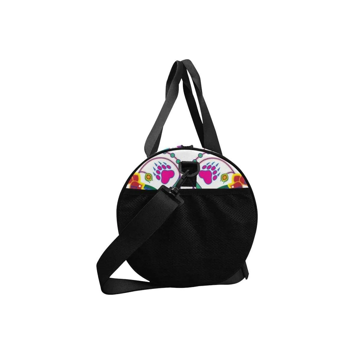 Geometric Floral Winter - White Duffle Bag