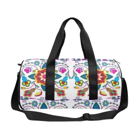 Geometric Floral Winter - White Duffle Bag