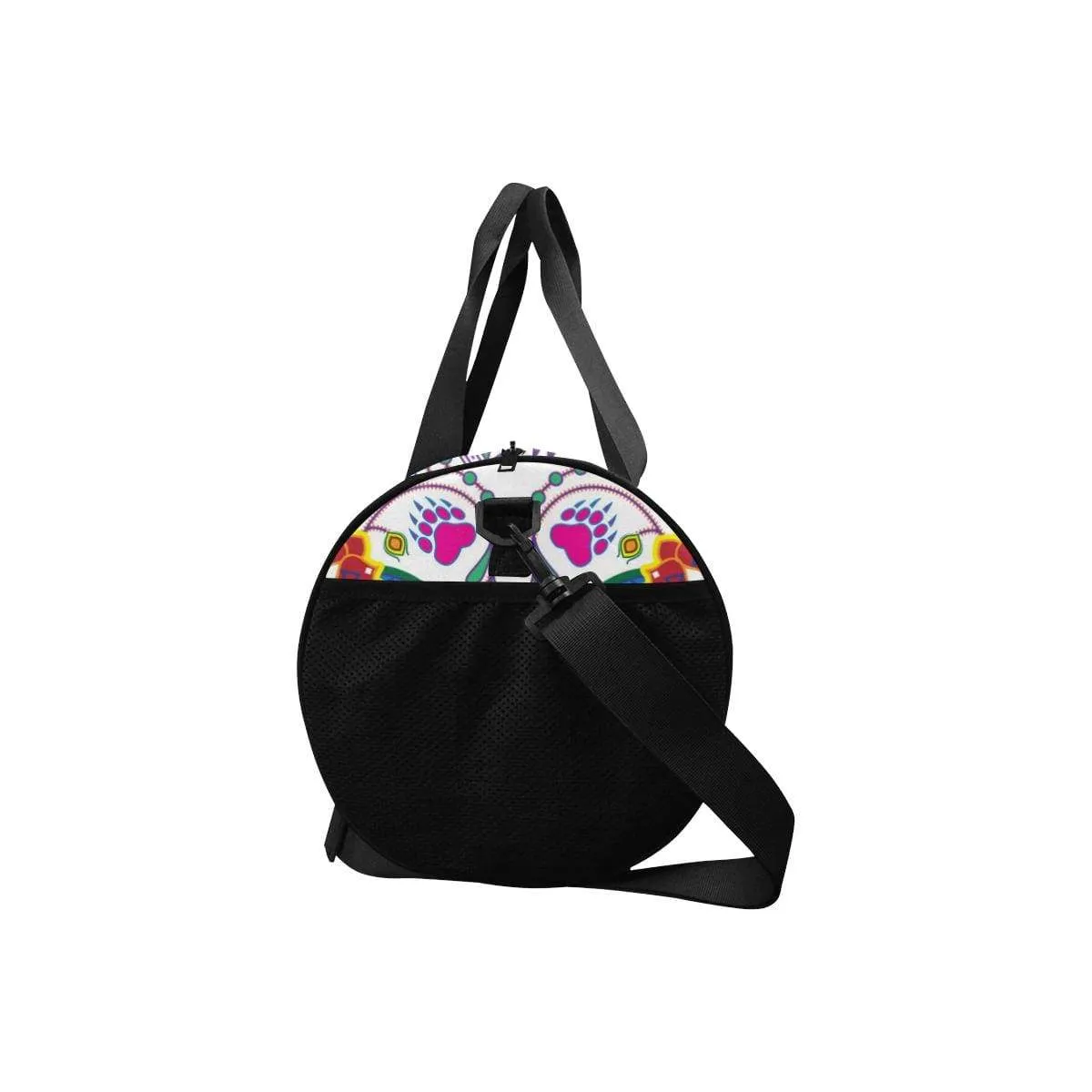 Geometric Floral Winter - White Duffle Bag