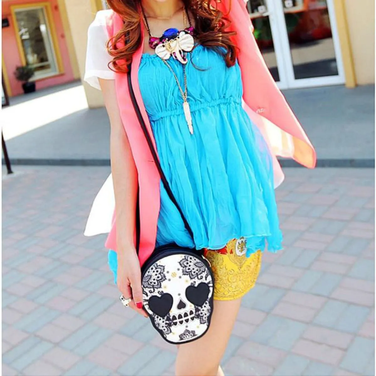 Girls Skull Shoulder Bag, Teens, Sugar Skull Purse, Crossbody