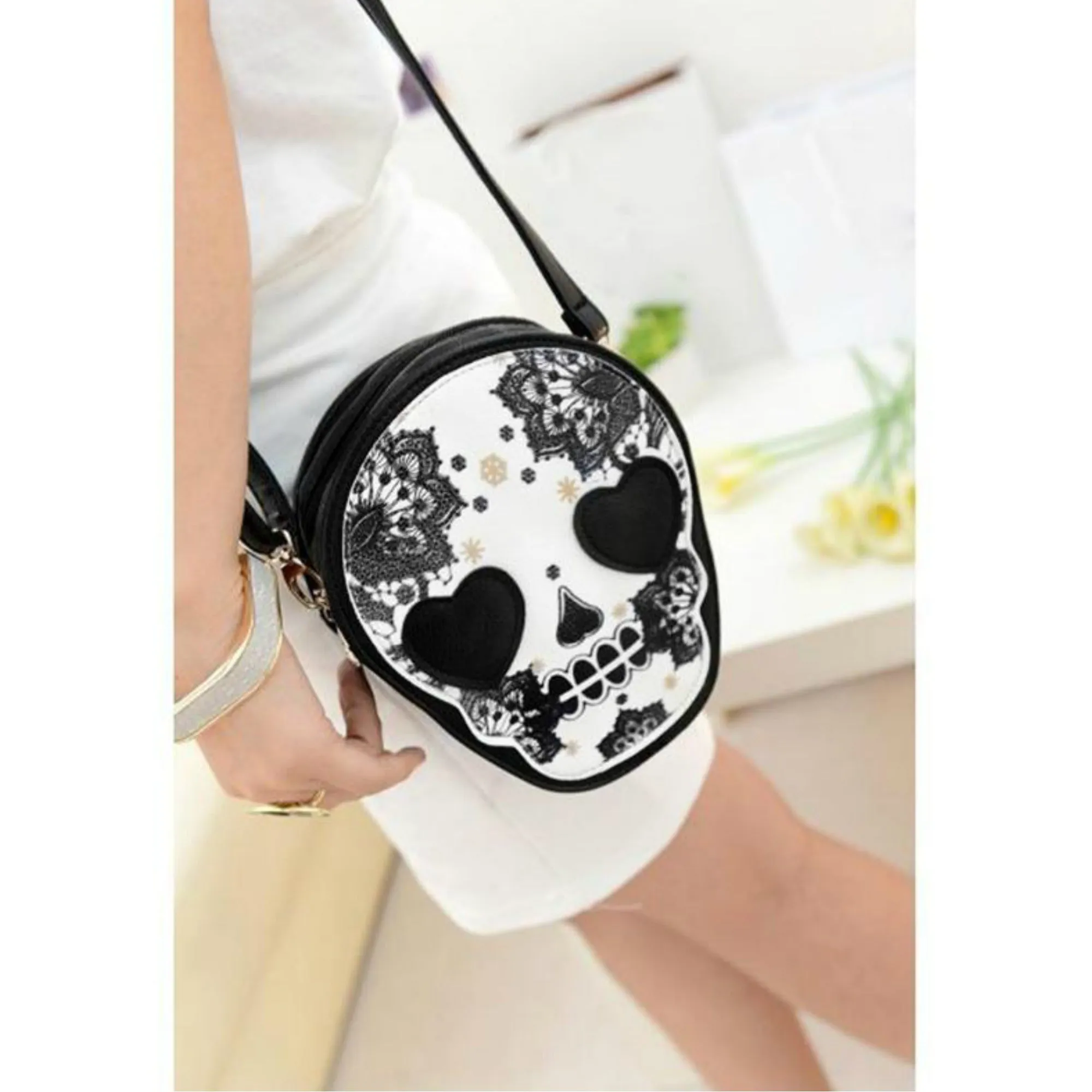 Girls Skull Shoulder Bag, Teens, Sugar Skull Purse, Crossbody