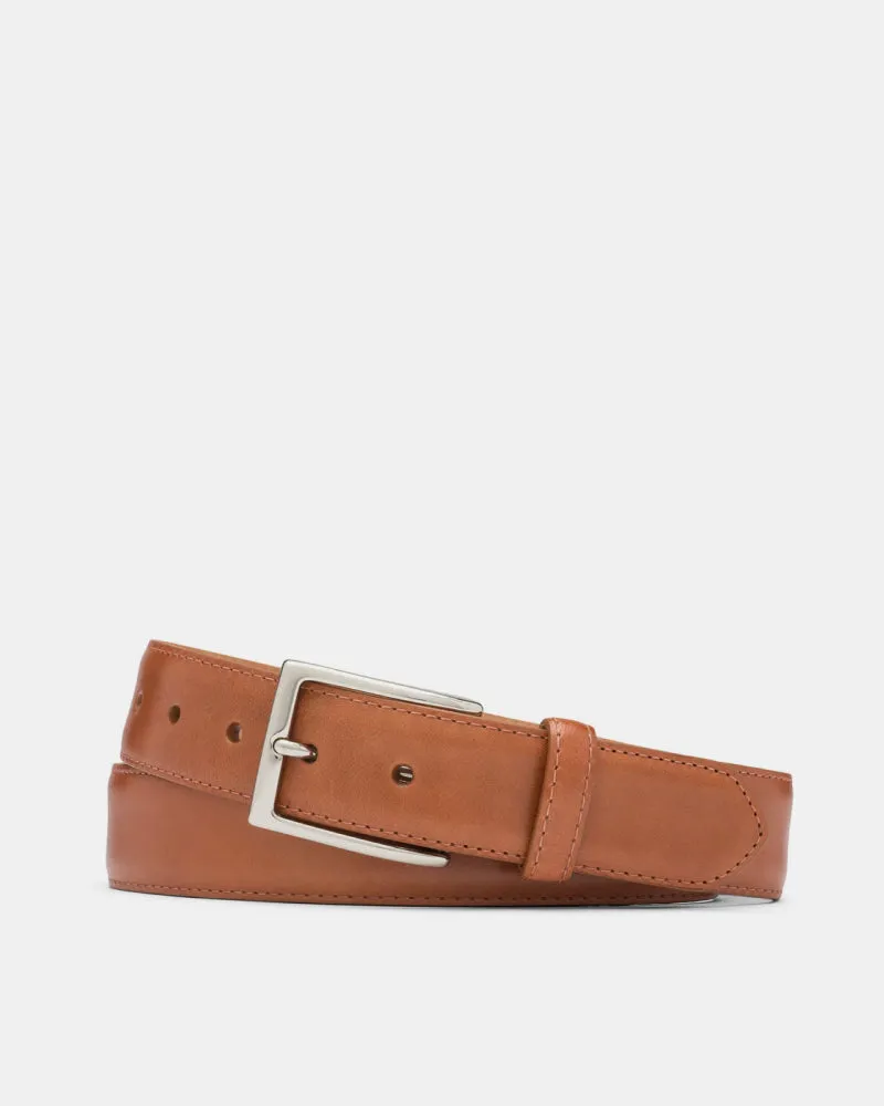 Glazed Calf Belt in Cognac Leather