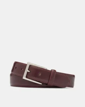 Glazed Calf Belt in Wine Leather