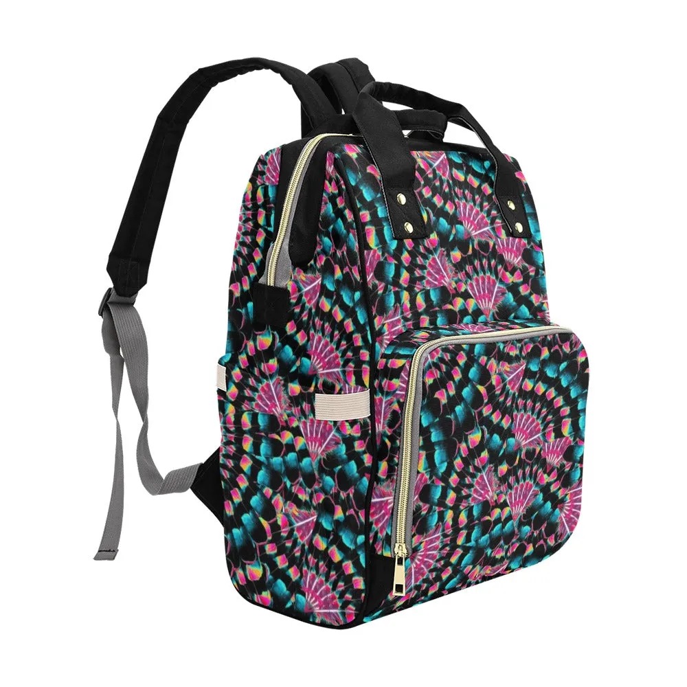 Hawk Feathers Heat Map Multi-Function Diaper Backpack/Diaper Bag