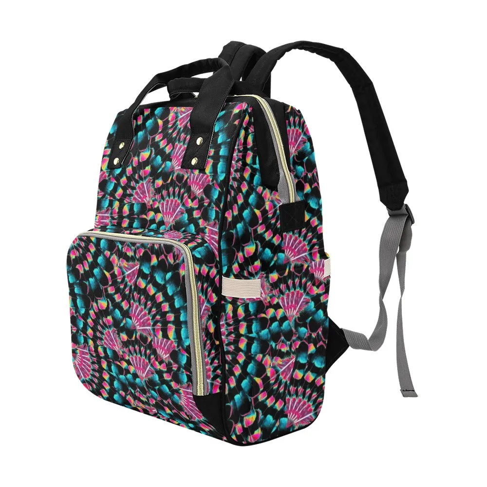 Hawk Feathers Heat Map Multi-Function Diaper Backpack/Diaper Bag