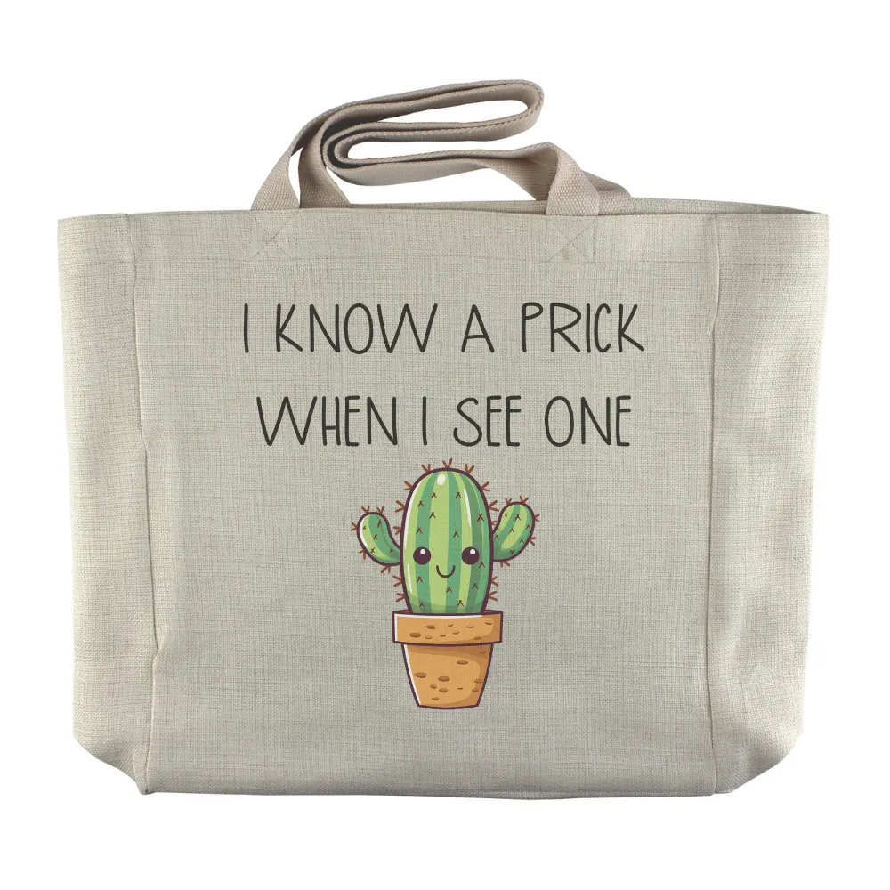 I Know A Prick When I See One | Cactus Themed Reusable  Grocery Tote