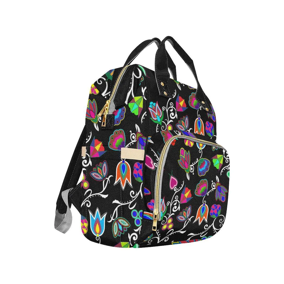 Indigenous Paisley - Black Multi-Function Diaper Backpack