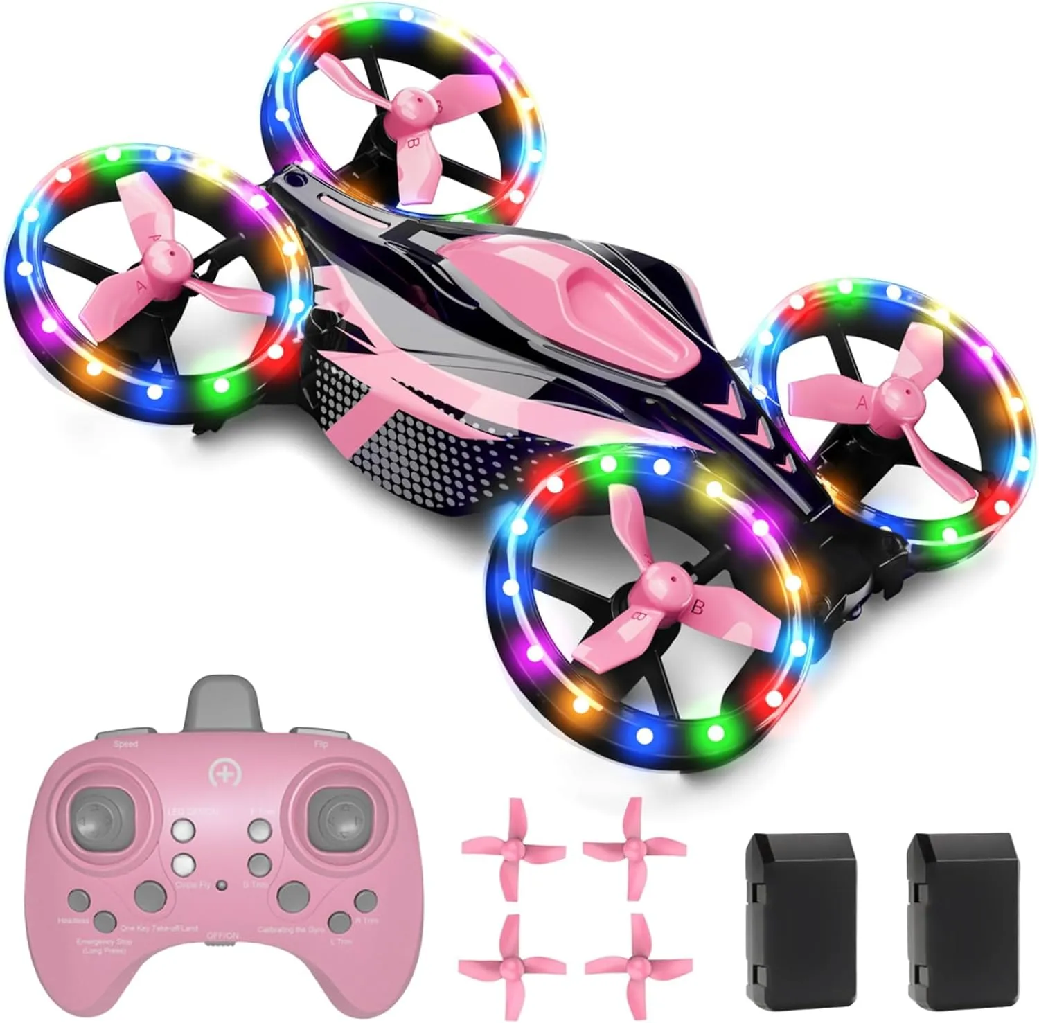 ITEM# 0204   Drones - Toys for Boys And Girls Dual Mode for Land and Fly Match LED Flash Lights wheels with 12 Scene Modes (Watch Video)