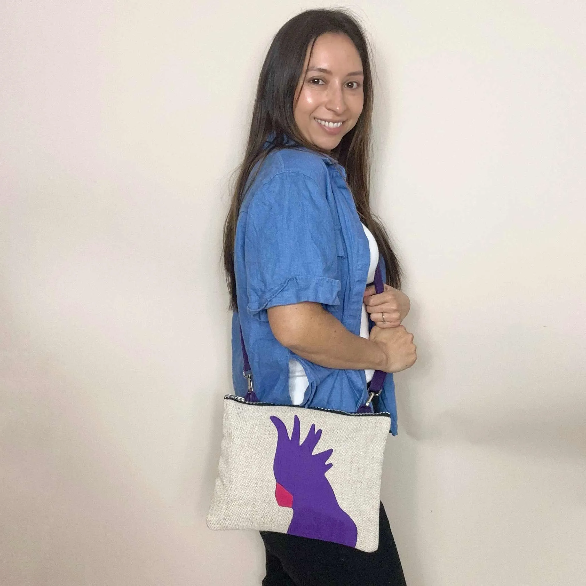 Jute Cockatoo Clutch and Shoulder Bag