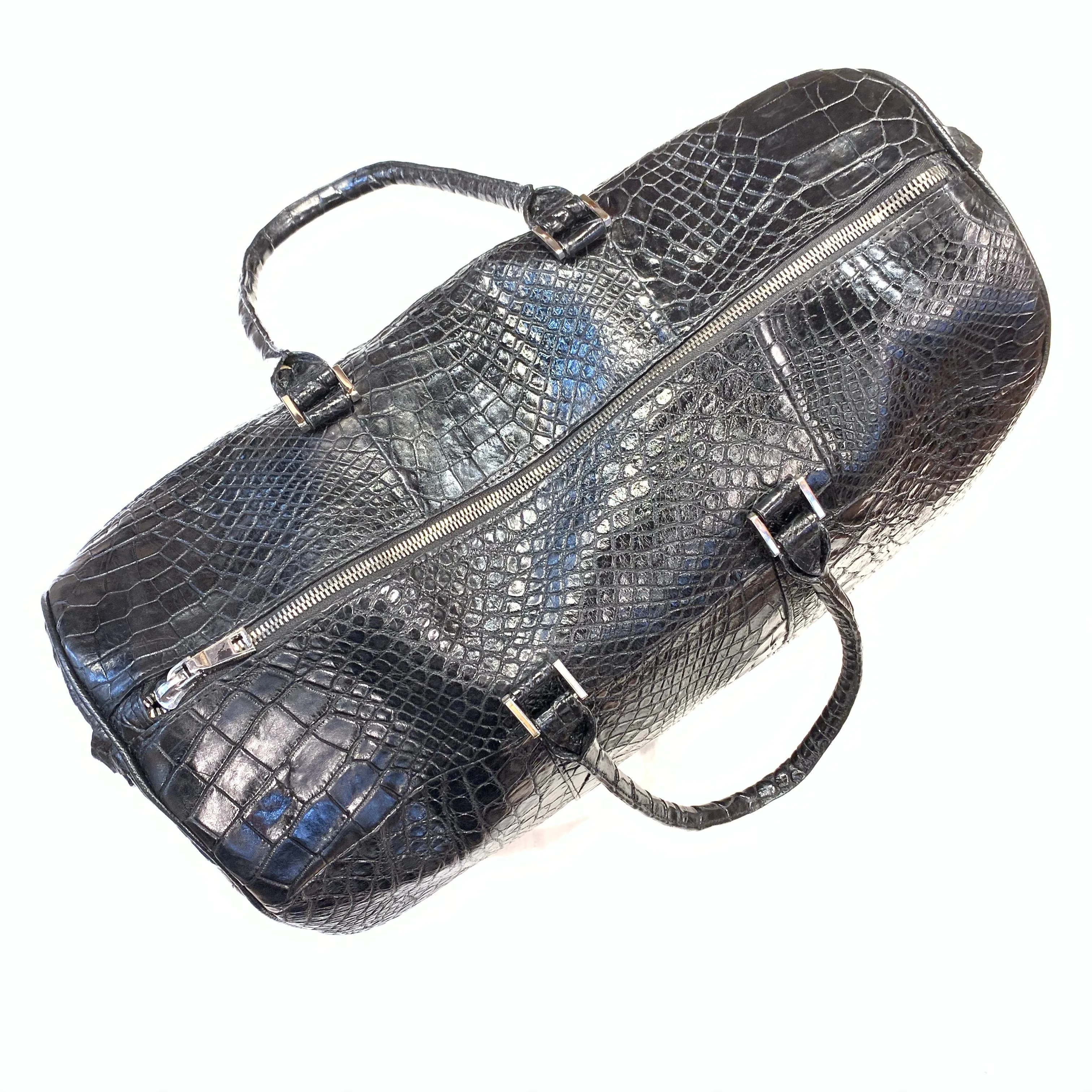 Kashani Black Full Alligator Body Duffle Bag