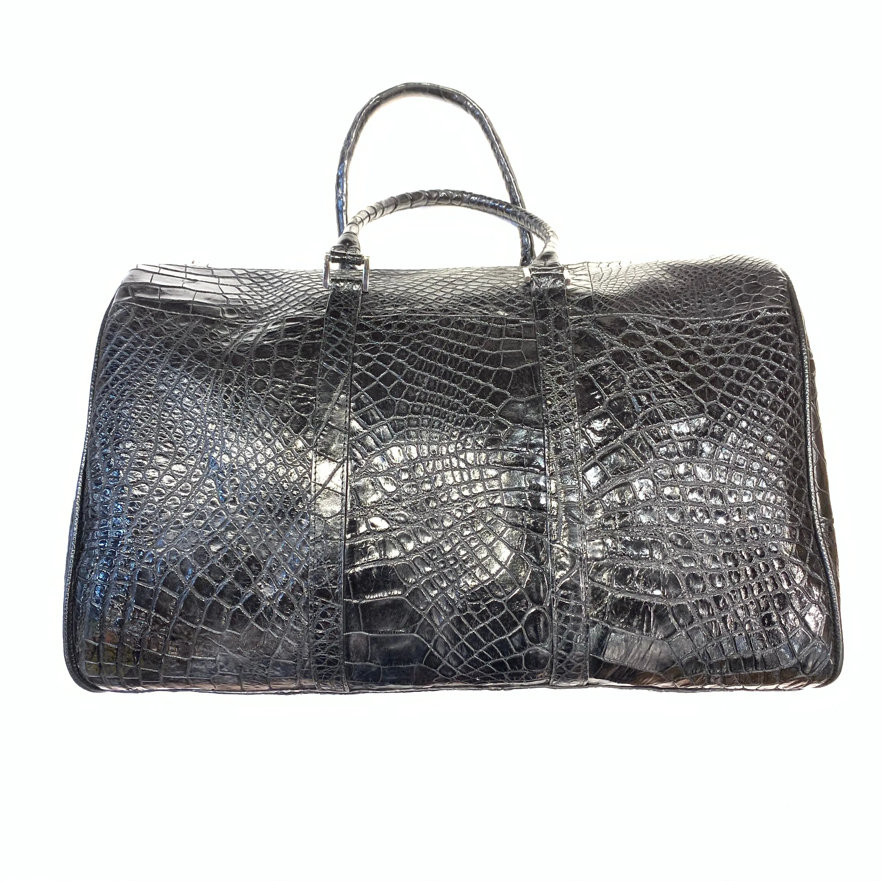 Kashani Black Full Alligator Body Duffle Bag