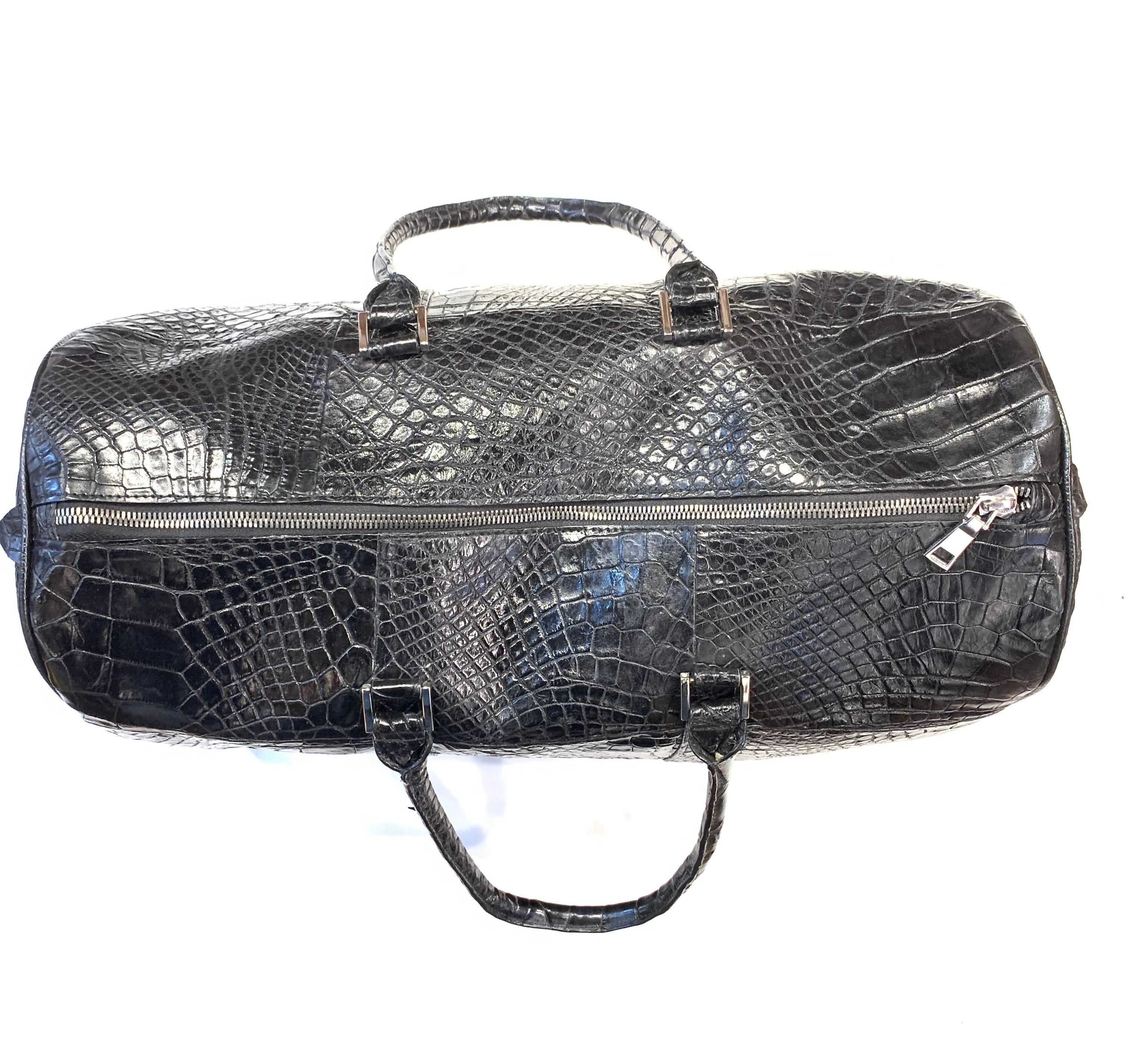 Kashani Black Full Alligator Body Duffle Bag