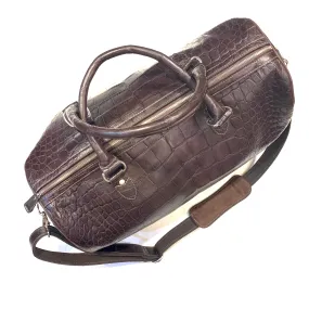 Kashani Chocolate Brown Full Skin Alligator Body Duffle Bag