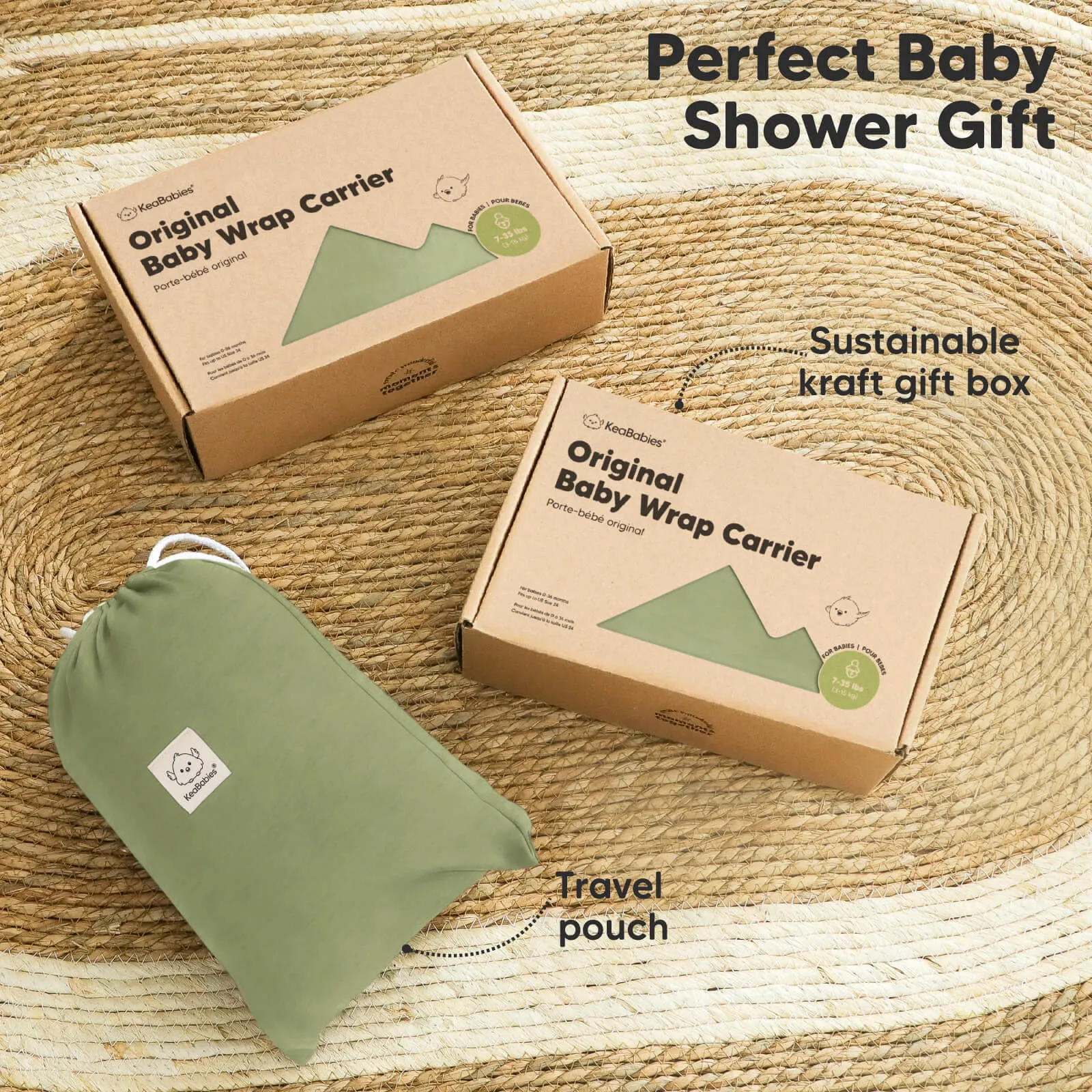 KeaBabies Original Wrap Carrier (Dusty Olive)