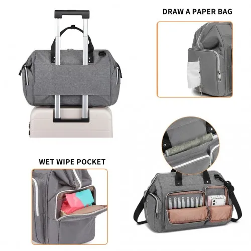 Kono Multi-Compartment Maternity Bag - Grey | Stylish & Functional Baby Changing Bag