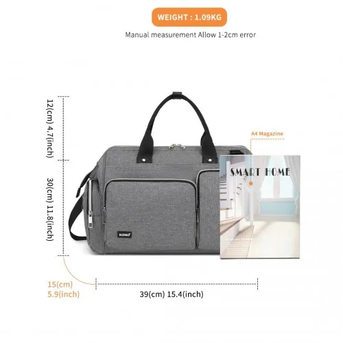 Kono Multi-Compartment Maternity Bag - Grey | Stylish & Functional Baby Changing Bag