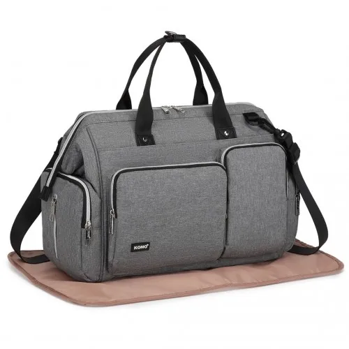 Kono Multi-Compartment Maternity Bag - Grey | Stylish & Functional Baby Changing Bag